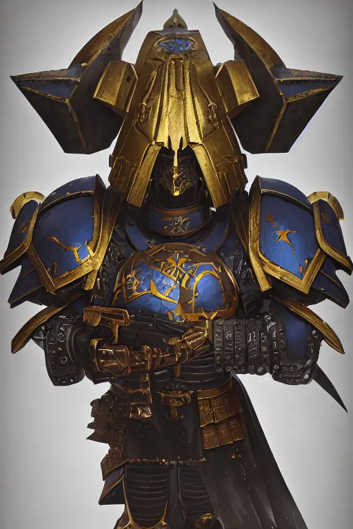 Image similar to armor portrait heros warhammer 4 0 k horus heresy fanart - the primarchs emperor by johannes helgeson animated with vfx concept artist & illustrator global illumination ray tracing hdr fanart arstation zbrush central hardmesh 8 k octane renderer comics stylized