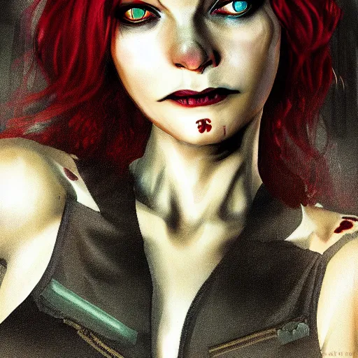 Prompt: Jeanette Voerman, Vampire: The masquerade - Bloodlines, character art, portrait