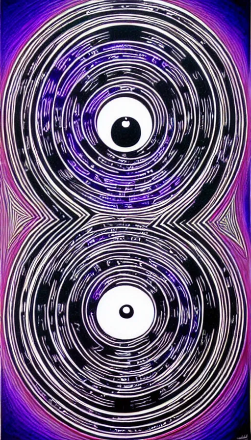 Image similar to Abstract representation of ying Yang concept, by Alex Grey ,