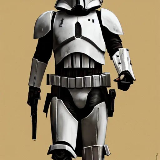 Image similar to an imperial stormtrooper walking, full body photography, extremely long shot, long shot, full-length, head-to-toe, concept art by Doug Chiang cinematic, realistic painting, high definition, concept art, the Mandalorian concept art style