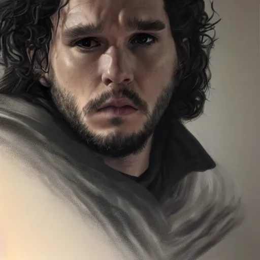 Image similar to kit harrington as lord comanderl of the nights watch, incredibly detailed oil painting, high octane, trending on artstation, incredible fineline, regal, fine art museum piece, drum scanner