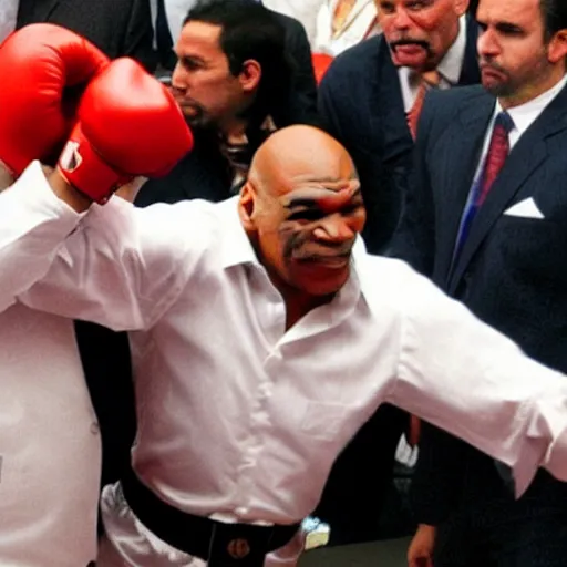 Image similar to spanish mariano rajoy with a k. o. against mike tyson