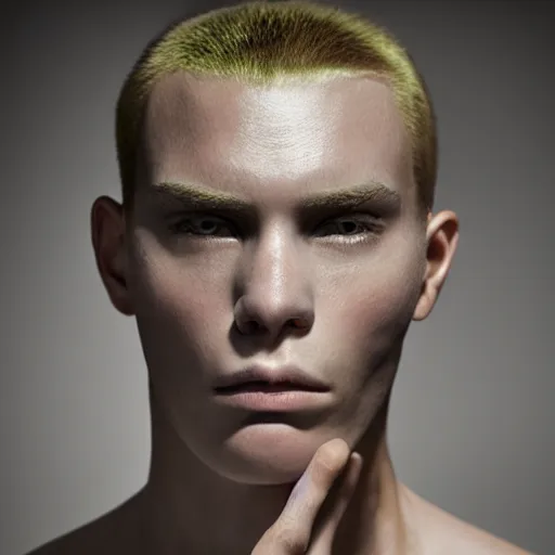 Prompt: a portrait of a beautiful athletic young male iridiscent translucent spirit, photographed by erwin olaf, artistic