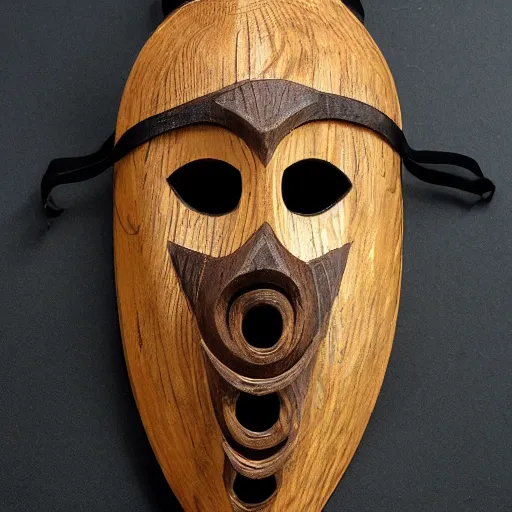 Prompt: spiral wooden mask
