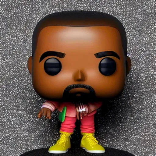 Image similar to !! kanye west!! [ [ holding ] ] a grimes funko pop ]!!, trending on artstation, 4 k photorealism, 4 k quality