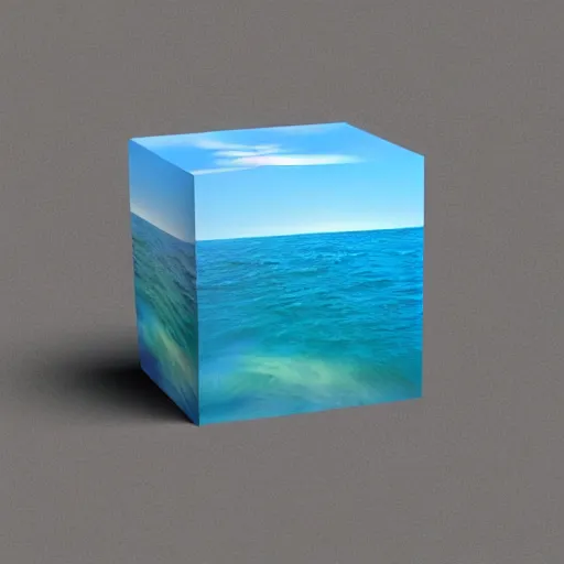 Prompt: the ocean shaped cube