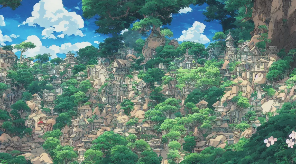 Prompt: anime background in the style of Studio Ghibli, kazuo oga