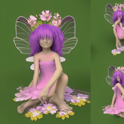 Image similar to 3 d render of a cute flower fairy