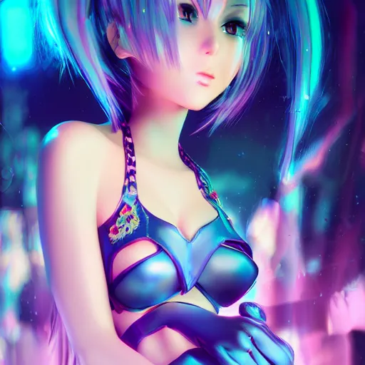 Prompt: beautiful cybercandy girl anime in 3 d, gawr gura, iyokani, cgsociety, style trending on artstation