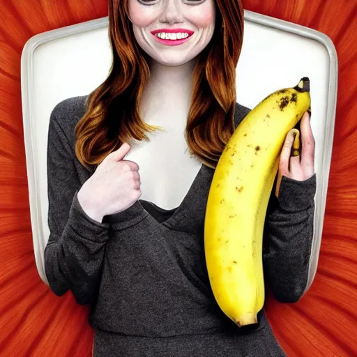 Image similar to a banana shaped like emma stone, dark humor, dalle 2 reference