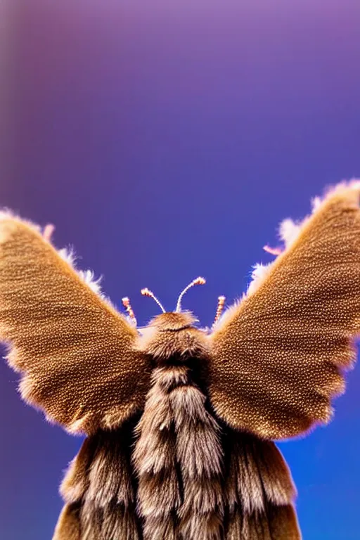 Prompt: high quality close-up photo sheer furry moth! jewelled gorgeous! highly detailed david ligare elson peter cinematic blue neon lighting high quality low angle hd 8k sharp shallow depth of field