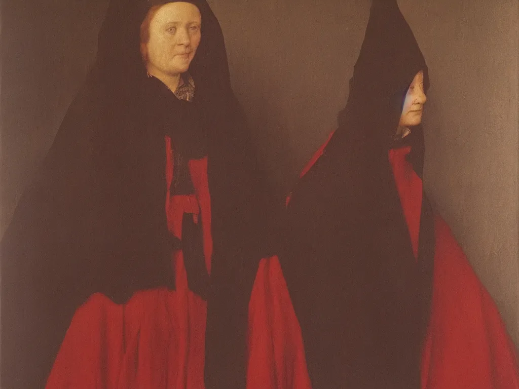 Image similar to portrait of woman of the Red Light district. Painting by Jan van Eyck, August Sander.