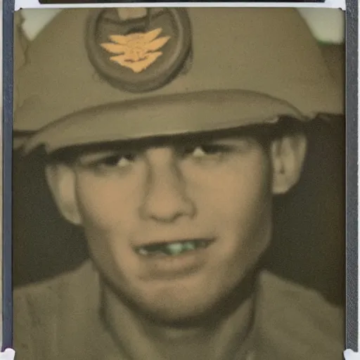 Image similar to A polaroid of Jerma985 in military gear, taken during the vietnam war, realistic, hyperrealistic, very realistic, highly detailed, very detailed, extremely detailed, detailed, digital art, trending on artstation