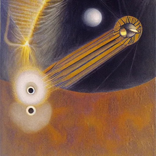 Prompt: Liminal space in outer space by Remedios Varo