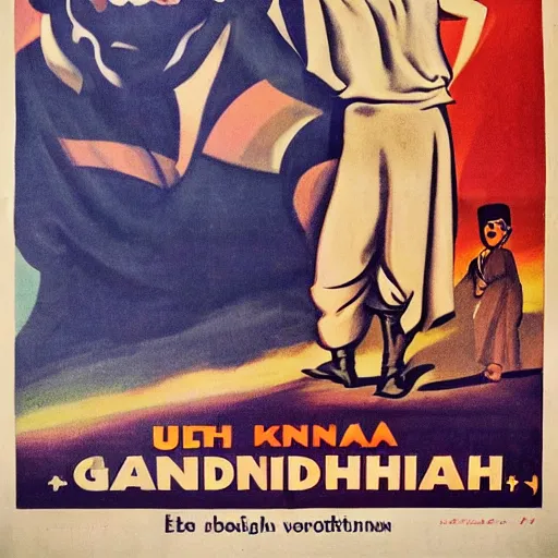 Prompt: propaganda posters of ghandiin the style of the german 1 9 4 0's recruitment posters, evil, 4 k