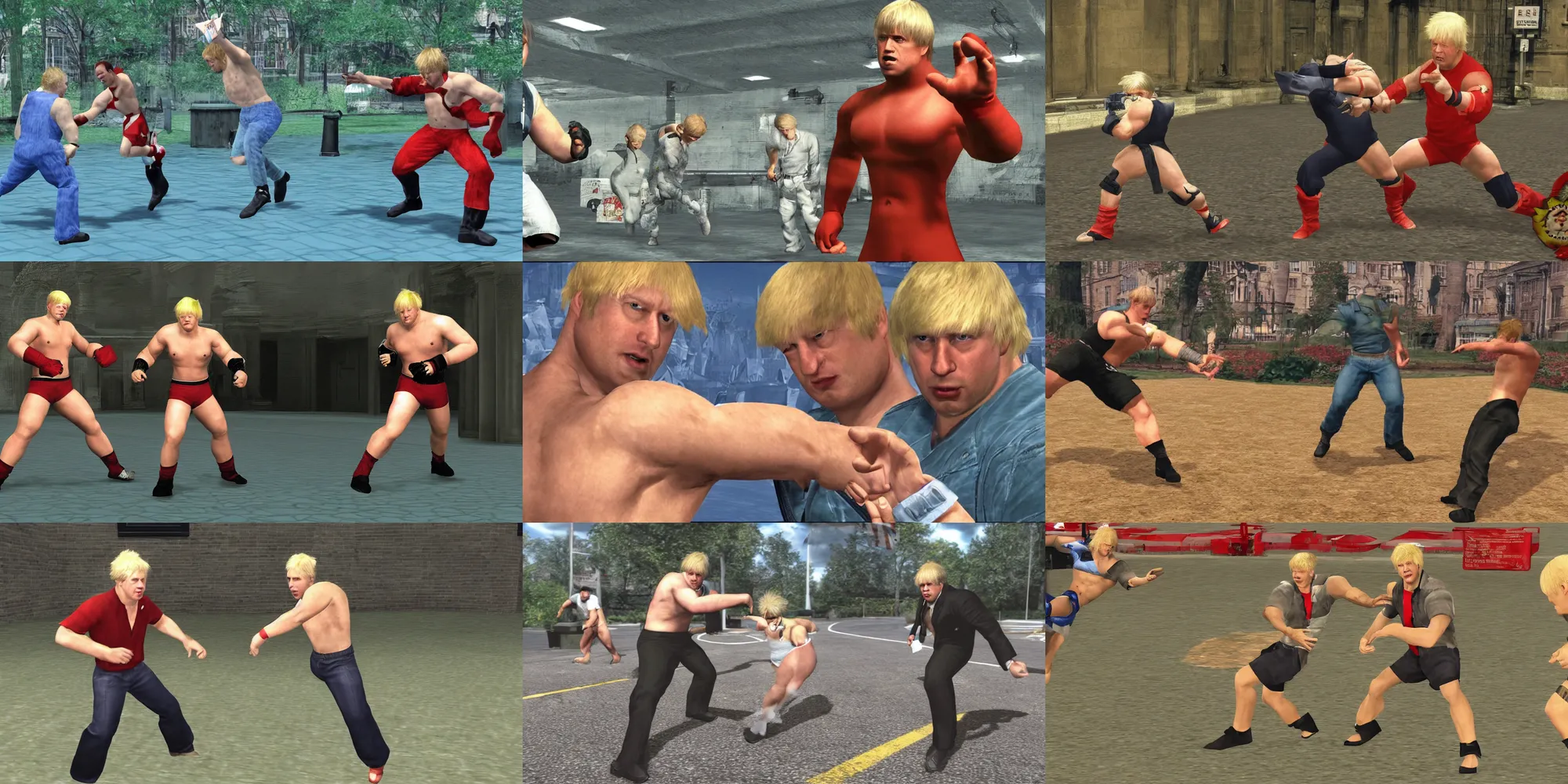 Prompt: boris johnson in tekken 3, retro 3 d graphics, game screenshot