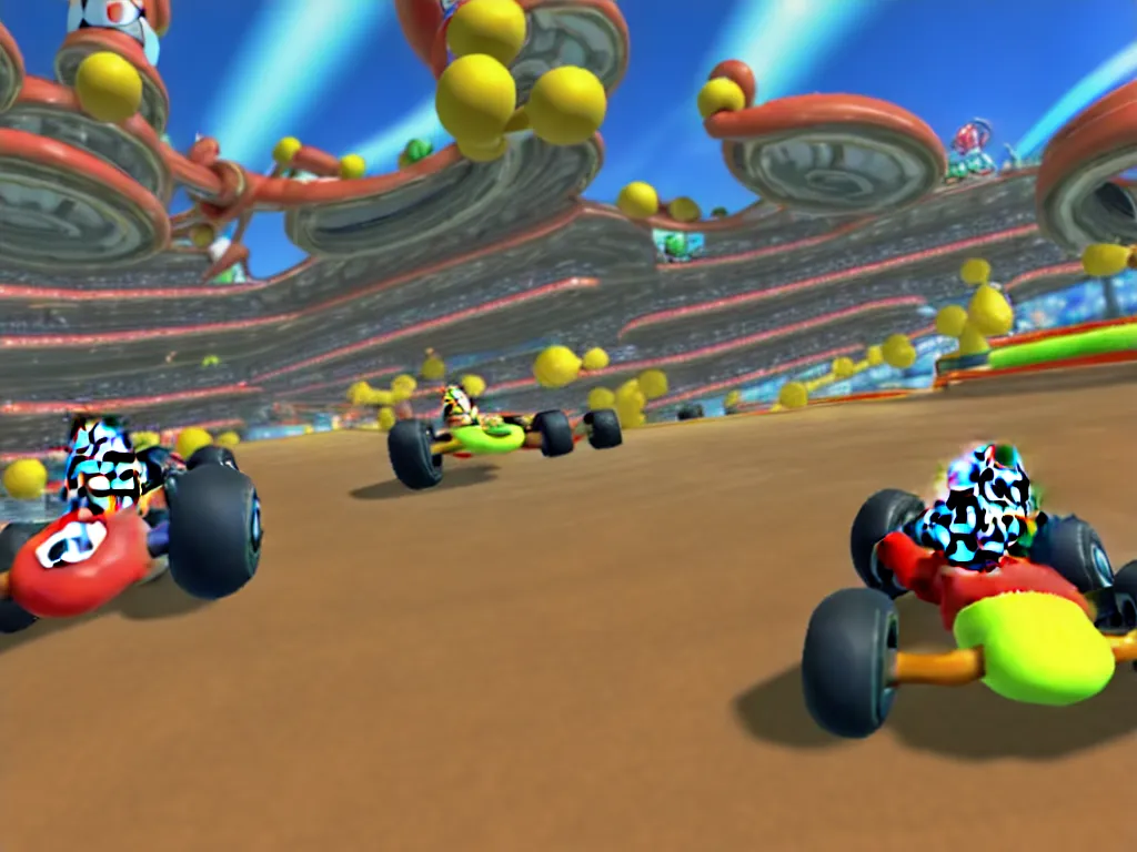 Image similar to pretzel track, mario kart 8 screenshot