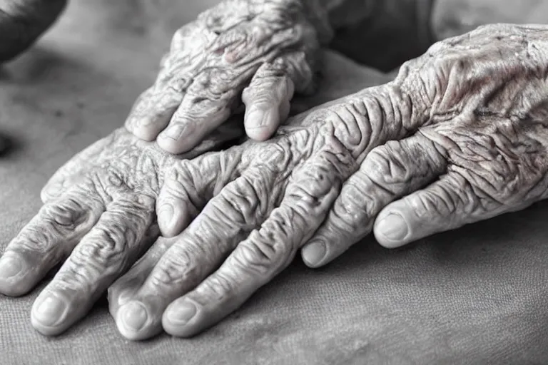Image similar to close up shot of oily elderly hands