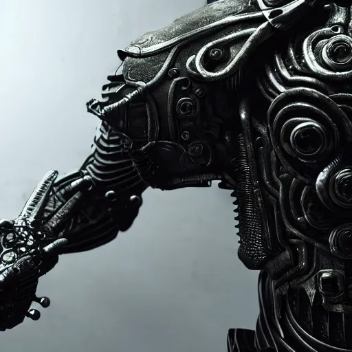 Image similar to futuristic mutant cyborg eldenring boss. fromsoftware, dark souls, eldenring, screenshot, extremely detailed, insanely detailed, realistic, zbrush, horror, bloodbourne
