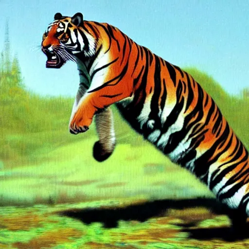 Prompt: a jumping tiger by bill watterson