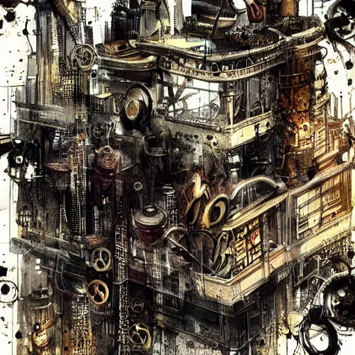 Prompt: steampunk city by russ mills