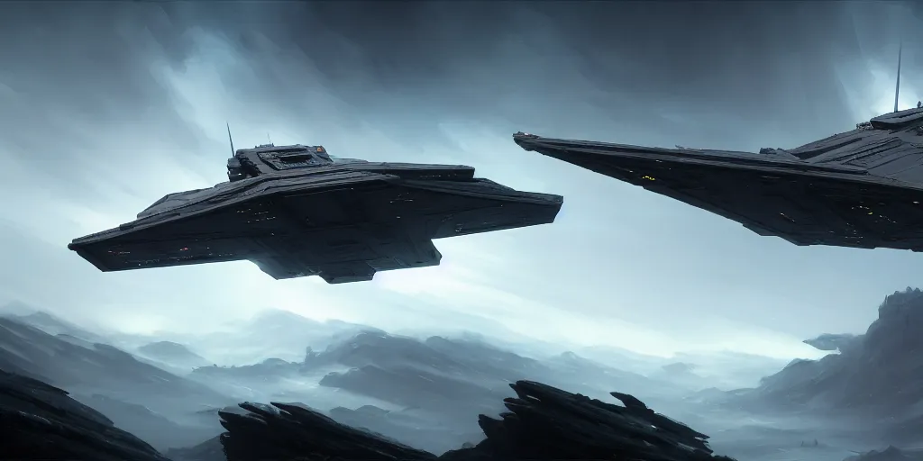 Venator Class Star Destroyer In Atmosphere, Star Wars, 