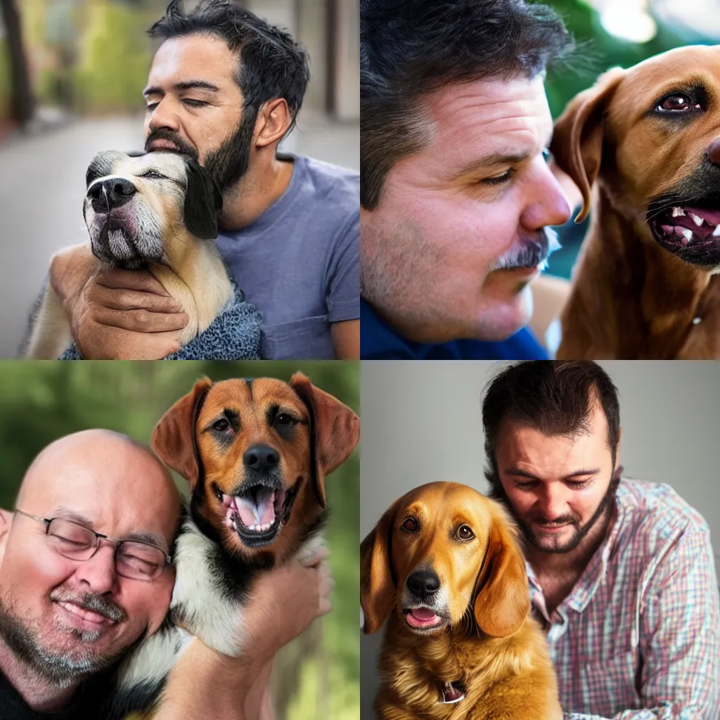 Prompt: a man with a dog's face