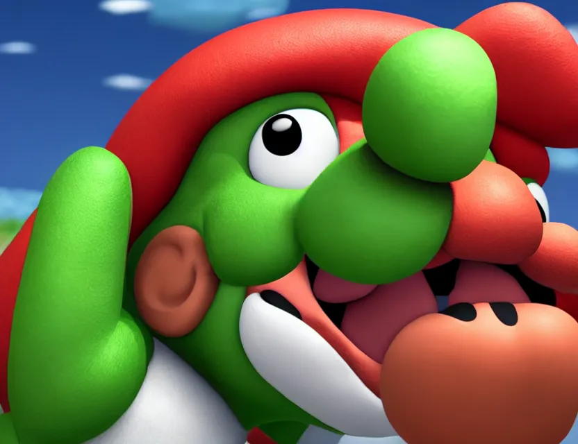 Prompt: portrait of yoshi from nintendo, head and torso, unreal engine