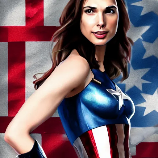 Image similar to gal gadot as captain america concept art, 4k