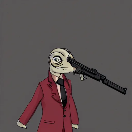 Image similar to a lizard as a hitman, Digital art