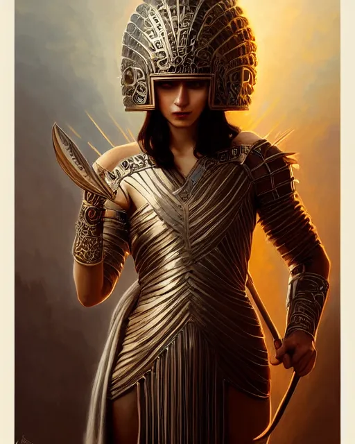 Image similar to Energetic rock guitarist wearing a roman helmet, art deco, fantasy, intricate art deco leaf designs, elegant, highly detailed, sharp focus, art by Artgerm and Greg Rutkowski and WLOP