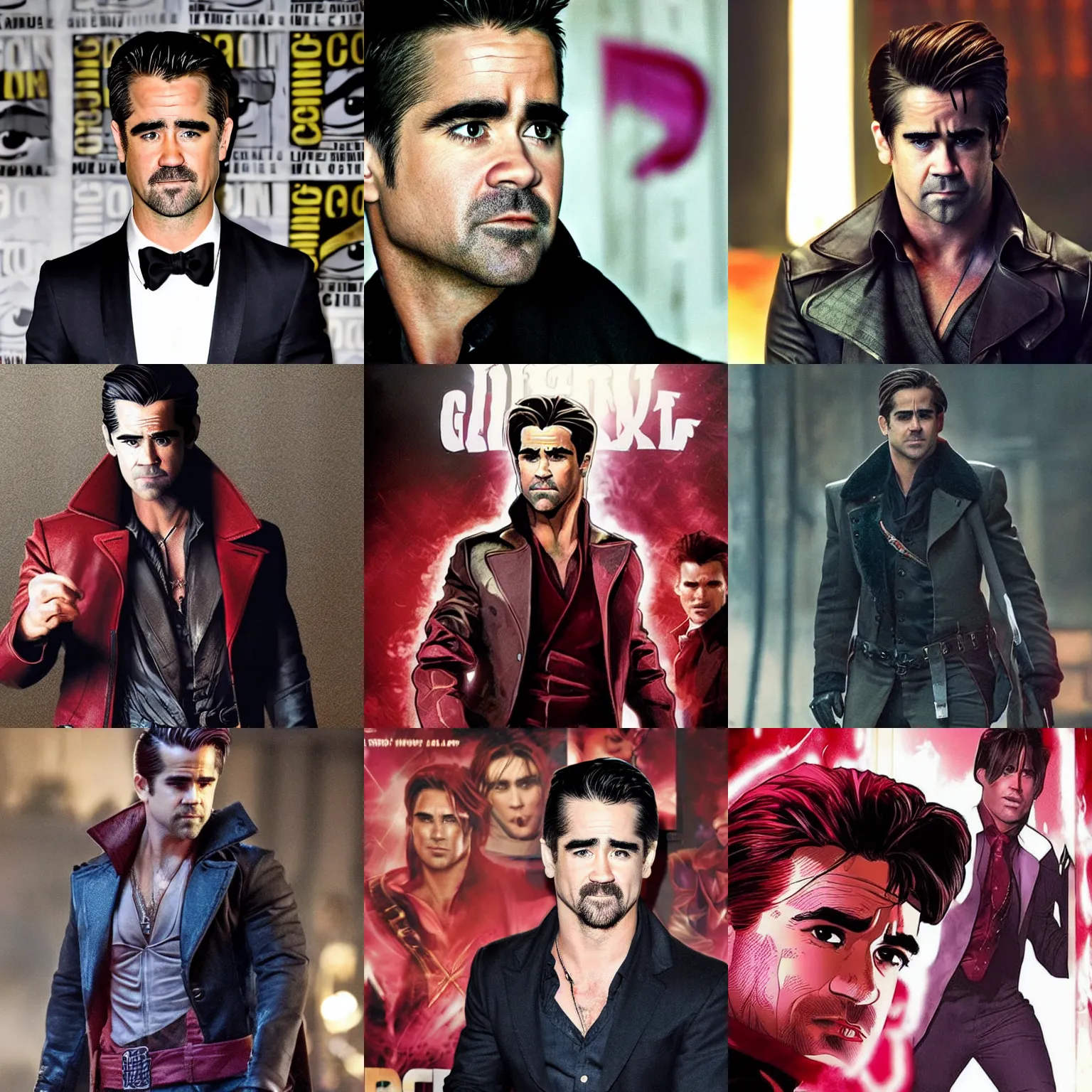 Prompt: Colin Farrell as Gambit