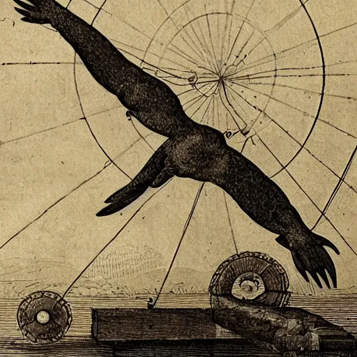 Image similar to diagram of an otter flying machine by da vinci