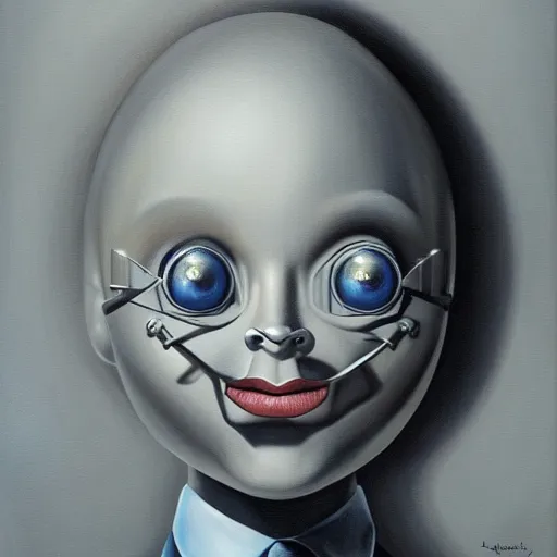 Prompt: a painting of doohickey, an ultrafine detailed painting by rafal olbinski, behance contest winner, pop surrealism, detailed painting, very detailed, minimalist, skeuomorphic, airbrush art