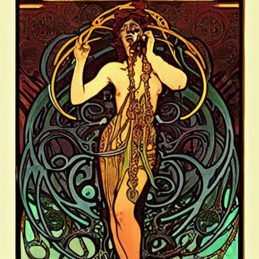 Image similar to lovecraftian by alphonse mucha