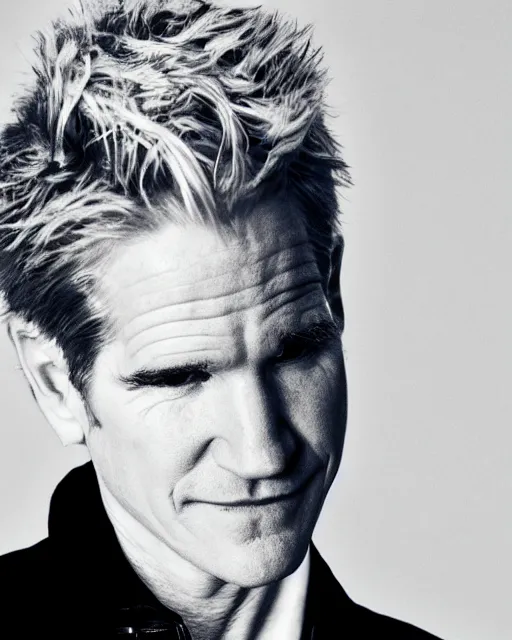 Image similar to Matthew Modine in a black and white anime