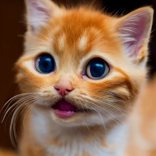 Image similar to surprised cute fluffy orange tabby kitten, big eyes