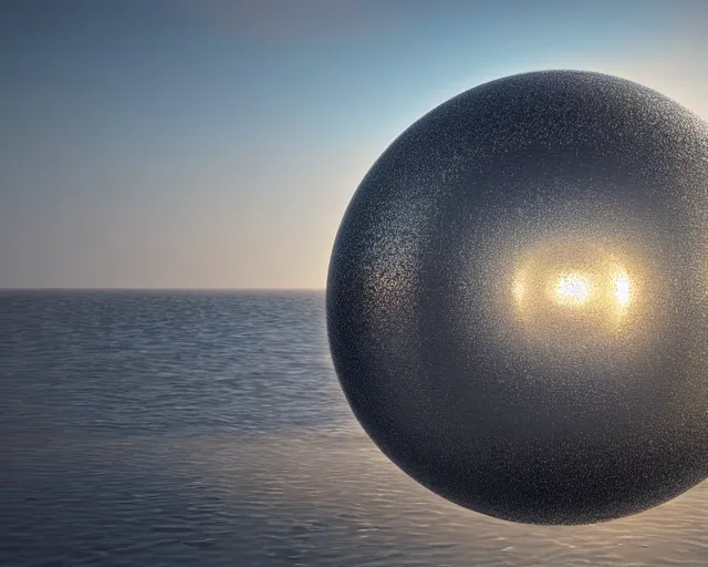 Image similar to a giant abstract sculpture of the birth of the universe on the ocean water, in the style of dan graham, award winning, cinematic, hyper - realistic, very detailed, realistic water splashes, ray tracing, 8 k resolution, long - shot, sharp focus, low angle, 8 5 mm photograph, wide lens