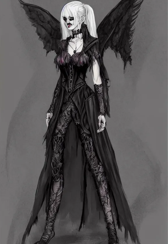 Image similar to female wearing gothic clothes, concept art by jin kim