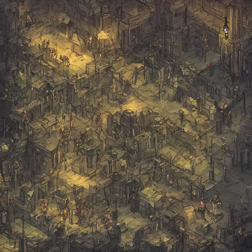 Image similar to An intensely bureaucratic villains lair with dozens of henchman doing paperwork, gridless DND map, 8k digital art, high quality,