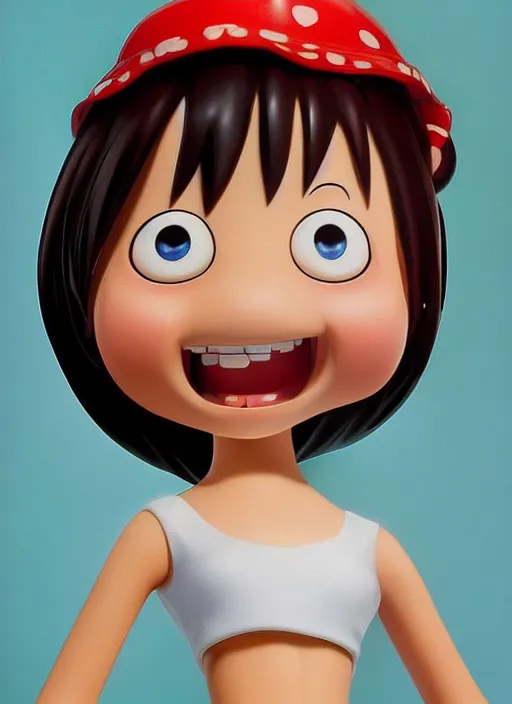 Prompt: a hyperrealistic oil painting of a kawaii anime girl figurine caricature with a big dumb grin featured on wallace and gromit by studio ghibli