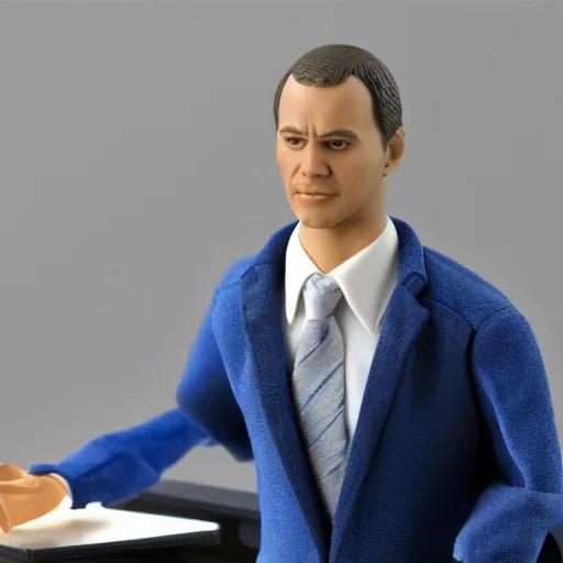 Prompt: office worker action figure, highly detailed, studio lighting