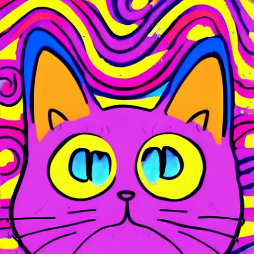 Image similar to illustration of a happy cat for lisa frank!!!!
