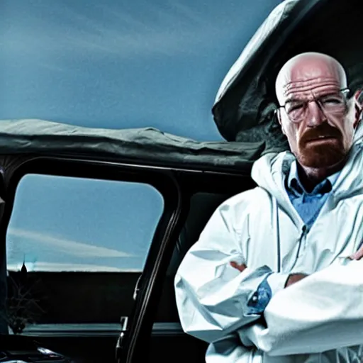 Image similar to A still of John Lock as Walter White in breaking bad