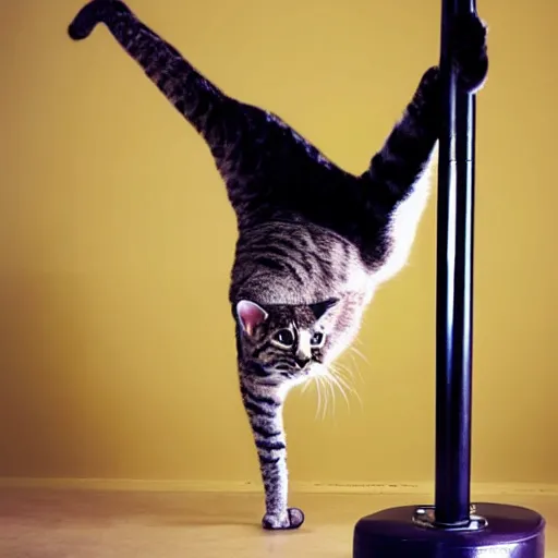 Image similar to photo of anthropomorphic cat pole dancing