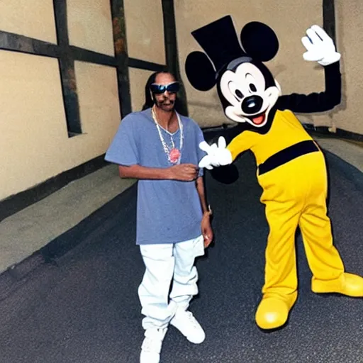 Image similar to snoop dogg smoking weed with mickey mouse