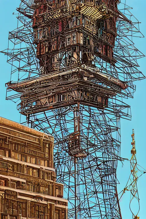 Prompt: colossal grotesque radio tower in the middle of abandoned post soviet constructivist cityscape, Stalinist architecture, ultradetailed, Intricate by Hayao Miyazaki and Josan Gonzalez and Makoto Shinkai and Giuseppe Arcimboldo and Wes Anderson