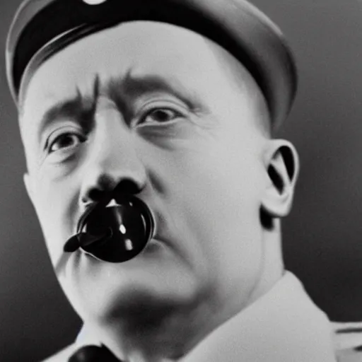 Image similar to a photo of Hitler smoking a fat joint, close up photography, photorealism