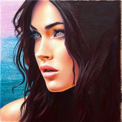 Prompt: “Megan Fox pastel paintings, ultra detailed portrait, 4k resolution”