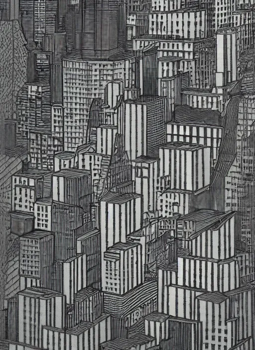 Prompt: a city, an illustration by minoru nomata, architecture